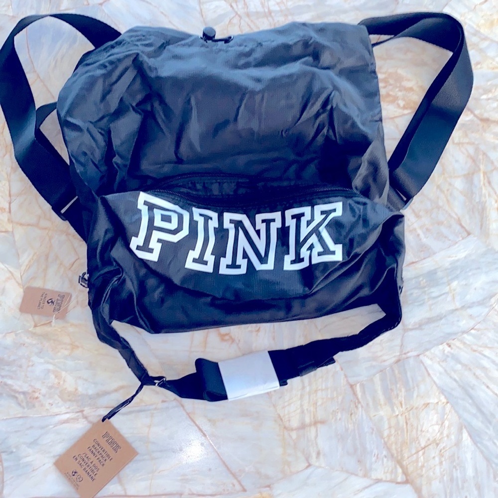 PINK Convertible Backpack Fanny Pack Black‎